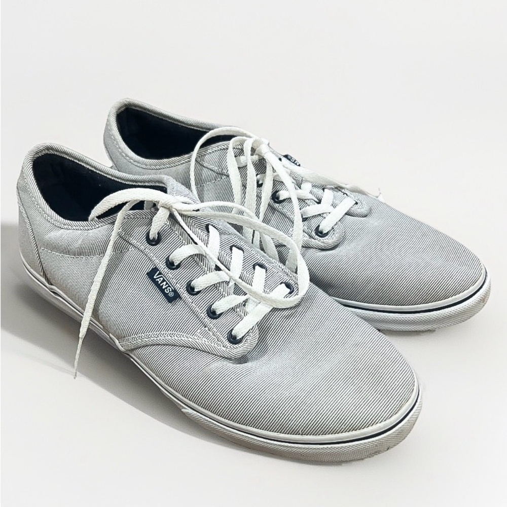 Vans off The Wall Women's Size 8.5 Gray White Pin Stripes Shoes Low Top